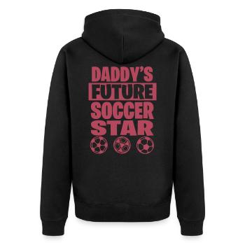 Fußball - Unisex Premium Bio Zip Hoodie - Schwarz - Hinten - Nico (187cm)