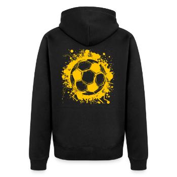 Fußball Fußball spielen Geschenk Fußballer - Unisex Premium Bio Zip Hoodie - Schwarz - Hinten - Nico (187cm)
