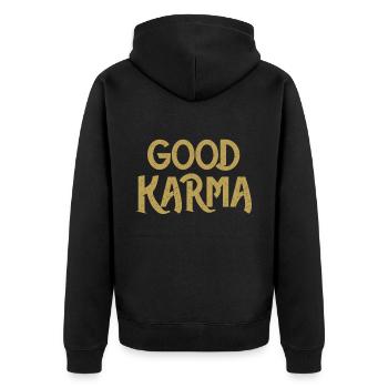 meditation - Unisex Premium Organic Zip Hoodie - black - Back - Nico (187cm)