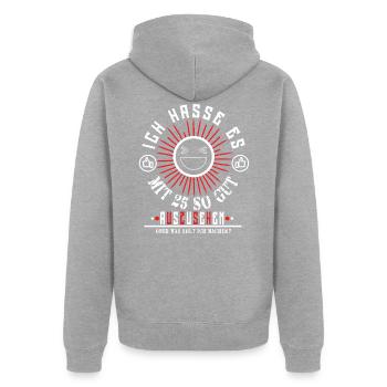 25. Geburtstag - Unisex Premium Bio Zip Hoodie - Grau meliert - Hinten - Nico (187cm)