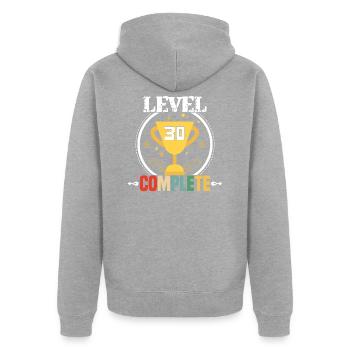 30th birthday - Unisex Premium Organic Zip Hoodie - heather grey - Back - Nico (187cm)