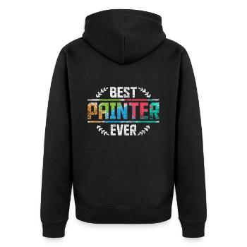 Painter hero - Unisex Premium Organic Zip Hoodie - black - Back - Nico (187cm)