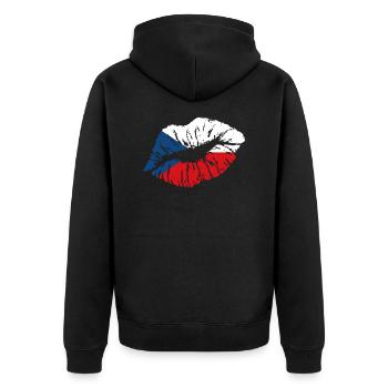 Tschechien - Unisex Premium Bio Zip Hoodie - Schwarz - Hinten - Nico (187cm)