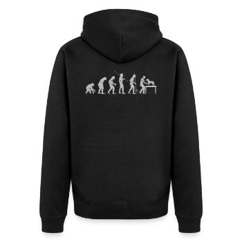 Evolution Tierarzt - Unisex Premium Bio Zip Hoodie - Schwarz - Hinten - Nico (187cm)