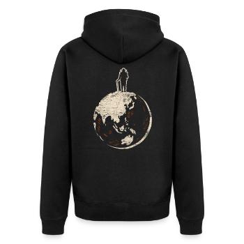 to travel - Unisex Premium Organic Zip Hoodie - black - Back - Nico (187cm)