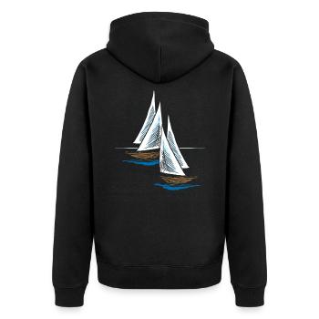 Sailing ship - Unisex Premium Organic Zip Hoodie - black - Back - Nico (187cm)