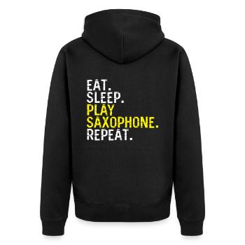 Passe-temps saxophone - Veste à capuche bio Premium Unisexe - noir - Dos - Nico (187cm)