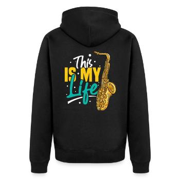 Saxophone Saxophonist - Unisex Premium Organic Zip Hoodie - black - Back - Nico (187cm)