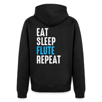 Flöte - Unisex Premium Bio Zip Hoodie - Schwarz - Hinten - Nico (187cm)