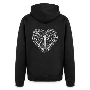 Flöte - Unisex Premium Bio Zip Hoodie - Schwarz - Hinten - Nico (187cm)