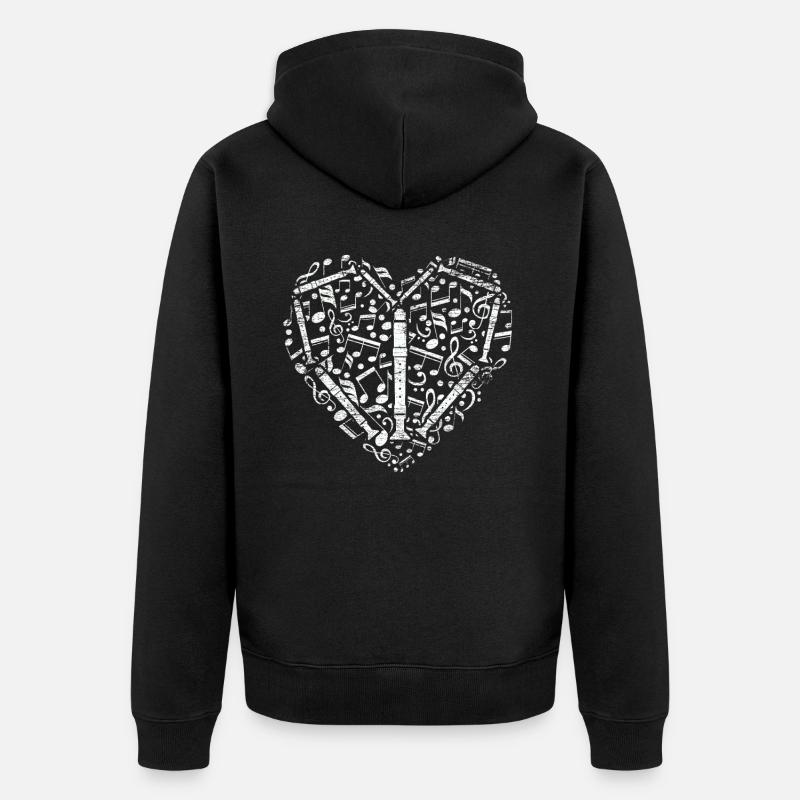 Flöte - Unisex Premium Bio Zip Hoodie - Schwarz