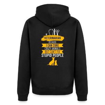Tierarzt Menschen - Unisex Premium Bio Zip Hoodie - Schwarz - Hinten - Nico (187cm)
