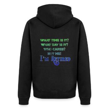 Rente Rentner - Unisex Premium Bio Zip Hoodie - Schwarz - Hinten - Nico (187cm)