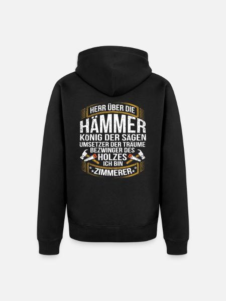 Zimmermann - Unisex Premium Bio Zip Hoodie - Schwarz