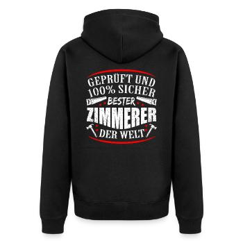 Zimmermann - Unisex Premium Bio Zip Hoodie - Schwarz - Hinten - Nico (187cm)