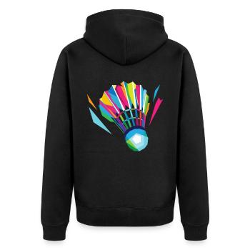 Badminton leisure - Unisex Premium Organic Zip Hoodie - black - Back - Nico (187cm)