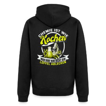 Chemie - Unisex Premium Bio Zip Hoodie - Schwarz - Hinten - Nico (187cm)