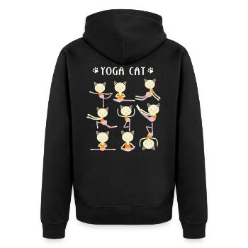 Yoga et chats - Veste à capuche bio Premium Unisexe - noir - Dos - Nico (187cm)