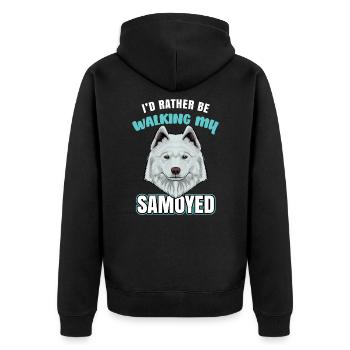 Samojede Samoyed - Unisex Premium Bio Zip Hoodie - Schwarz - Hinten - Nico (187cm)