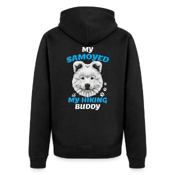 Samojede Samoyed - Unisex Premium Bio Zip Hoodie - Schwarz - Hinten - Nico (187cm)
