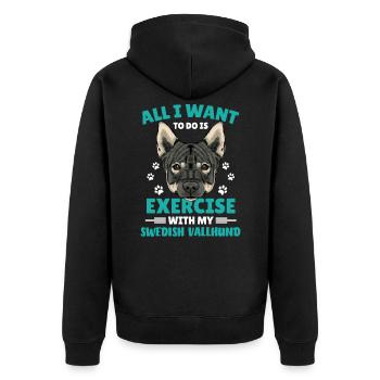 Swedish Vallhund Swedish Vallhund - Unisex Premium Organic Zip Hoodie - black - Back - Nico (187cm)