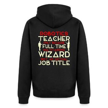Lehrer - Unisex Premium Bio Zip Hoodie - Schwarz - Hinten - Nico (187cm)