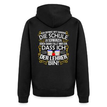 Lehrer - Unisex Premium Bio Zip Hoodie - Schwarz - Hinten - Nico (187cm)