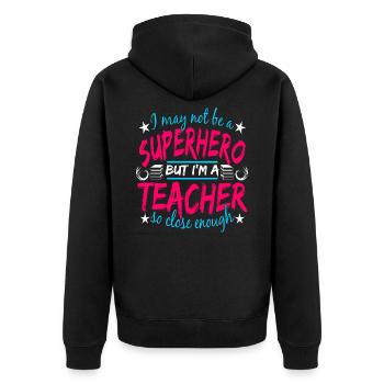 teachers teachers - Unisex Premium Organic Zip Hoodie - black - Back - Nico (187cm)