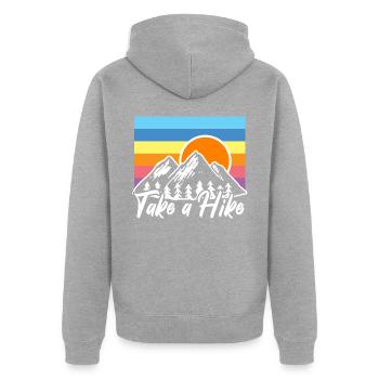 Wandern Wanderung - Unisex Premium Bio Zip Hoodie - Grau meliert - Hinten - Nico (187cm)