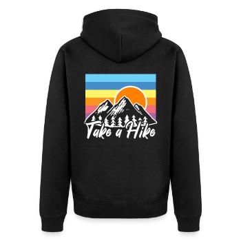 Wandern Wanderung - Unisex Premium Bio Zip Hoodie - Schwarz - Hinten - Nico (187cm)