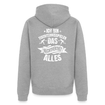 Table tennis - Unisex Premium Organic Zip Hoodie - heather grey - Back - Nico (187cm)