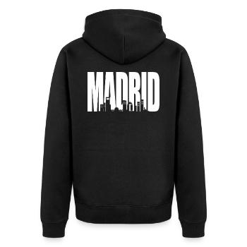 Madrid - Unisex Premium Bio Zip Hoodie - Schwarz - Hinten - Nico (187cm)