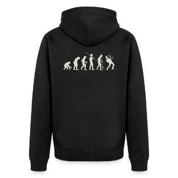 Gitarre Evolution - Unisex Premium Bio Zip Hoodie - Schwarz - Hinten - Nico (187cm)
