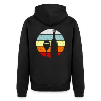 Wein - Unisex Premium Bio Zip Hoodie - Schwarz - Hinten - Nico (187cm)