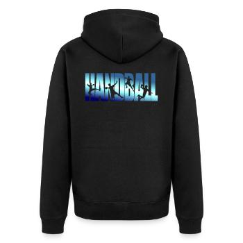 Handball Handball spielen Geschenk Geschenkidee - Unisex Premium Bio Zip Hoodie - Schwarz - Hinten - Nico (187cm)