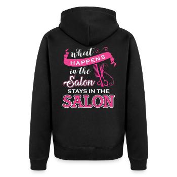 Friseur - Unisex Premium Bio Zip Hoodie - Schwarz - Hinten - Nico (187cm)