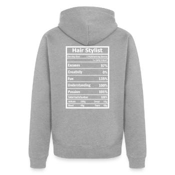 hair stylist - Unisex Premium Organic Zip Hoodie - heather grey - Back - Nico (187cm)
