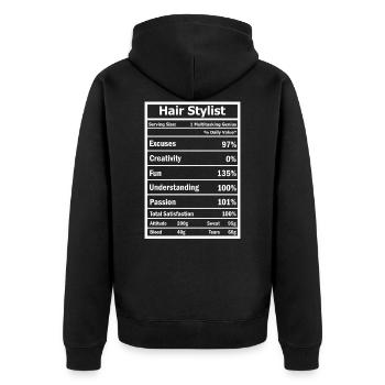 hair stylist - Unisex Premium Organic Zip Hoodie - black - Back - Nico (187cm)