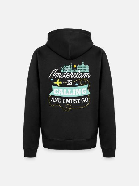 Amsterdam - Unisex Premium Organic Zip Hoodie - black