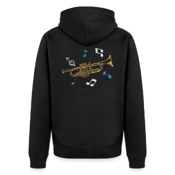 Trompete Instrument - Unisex Premium Bio Zip Hoodie - Schwarz - Hinten - Nico (187cm)
