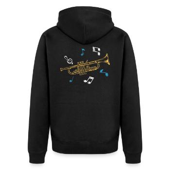 Trompete - Unisex Premium Bio Zip Hoodie - Schwarz - Hinten - Nico (187cm)