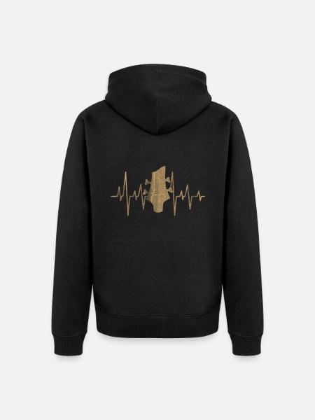 Bass guitar heart pulse - Unisex Premium Organic Zip Hoodie - black