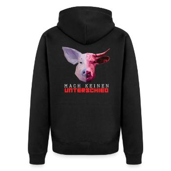 vegan - Unisex Premium Bio Zip Hoodie - Schwarz - Hinten - Nico (187cm)
