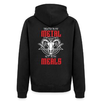 vegan - Unisex Premium Bio Zip Hoodie - Schwarz - Hinten - Nico (187cm)