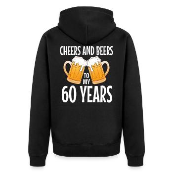 60th birthday - Unisex Premium Organic Zip Hoodie - black - Back - Nico (187cm)