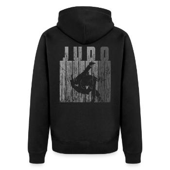 judo - Unisex Premium Organic Zip Hoodie - black - Back - Nico (187cm)
