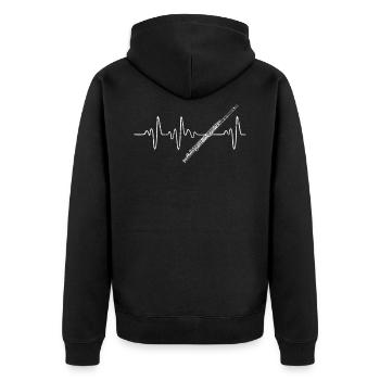 Flöte Puls Herz - Unisex Premium Bio Zip Hoodie - Schwarz - Hinten - Nico (187cm)
