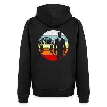 bus driver - Unisex Premium Organic Zip Hoodie - black - Back - Nico (187cm)