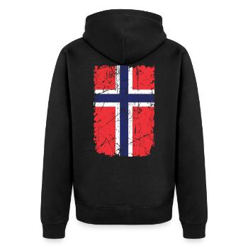 Norwegen - Unisex Premium Bio Zip Hoodie - Schwarz - Hinten - Nico (187cm)
