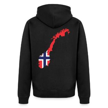 Norwegen Skandinavien Geschenk Oslo - Unisex Premium Bio Zip Hoodie - Schwarz - Hinten - Nico (187cm)